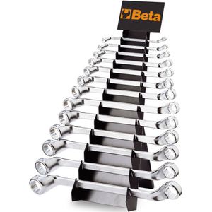 Beta 13-delige set ringsleutels, diep gebogen(art. 90) met support 90/SP13 - 000900174