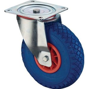 BS Rollen Zwenkwiel | wiel-d. 260 mm draagvermogen 160 kg | met schroefplaat wielbehuizing kunststof | polyurethaan blauw | 1 stuk - L400.D16.260 L400.D16.260