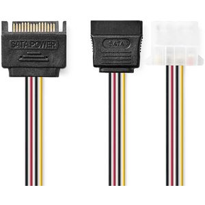 Nedis Interne Voedingskabel | SATA 15-Pins Male naar Molex Female / SATA 15-Pins Female | 0.2 m | 1 stuks - CCGP73555VA015 CCGP73555VA015