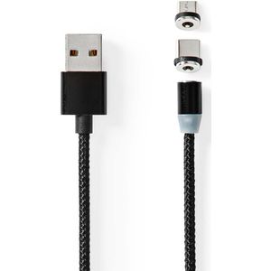 Nedis USB-Kabel | 2 m | Nylon | Zwart | 1 stuks - CCGB60630BK20 CCGB60630BK20