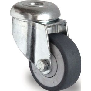Promat Zwenkwiel | Wiel-Ø 50 mm | draagvermogen 50 kg | met achtergat kogellager | rubber grijs - 3000276054 3000276054