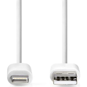 Nedis Lightning Kabel | USB 2.0 | Apple Lightning 8-Pins | USB-A Male | 480 Mbps | Vernikkeld | 2.00 m | Rond | PVC | Wit | Label - CCGL39300WT20