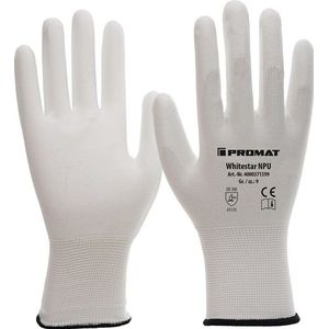 Promat - Whitestar NPU - Klushandschoen - Wit - Nylon met PU-coating