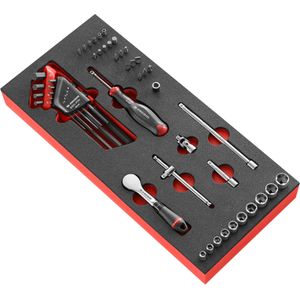 Facom Doppenset | Metrische Zeskant | Foammodule | 46-delig | 1/4" - MODM.R181-36