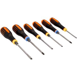 Bahco Schroevendraaierset | ERGO™ | driecomponentengreep | doorlopende kling | krachtgreep | gleuf | Pozidriv - 6-delig - BE-9882TB