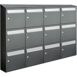 Allux - Flow Set 4-Breed 3-Hoog Met Dak - Antraciet - Brievenbussysteem