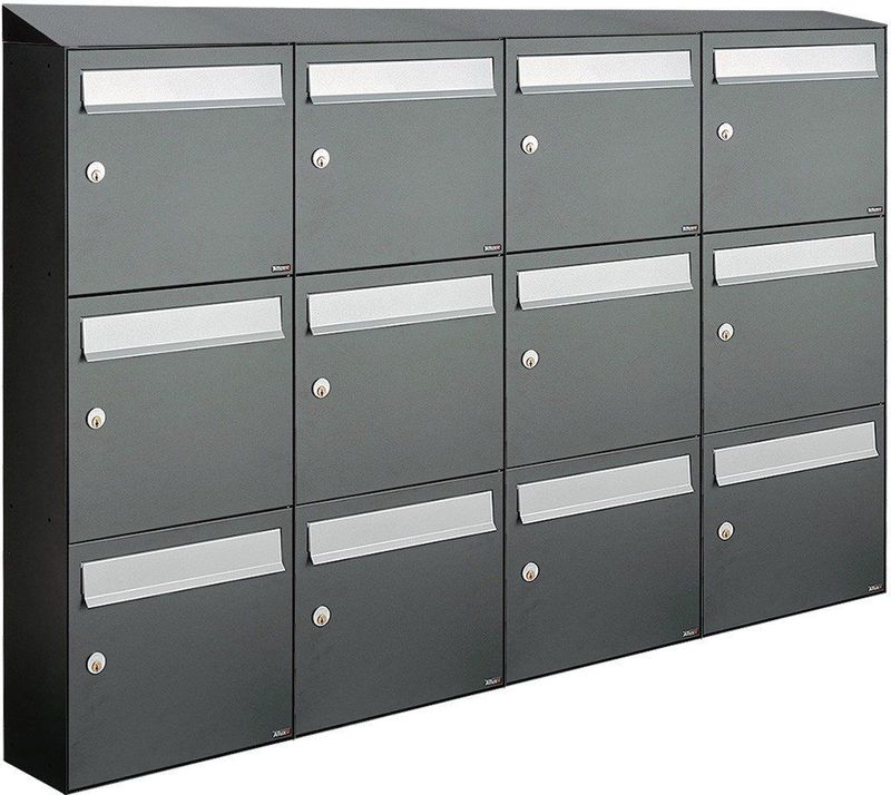 Allux - Flow Set 4-Breed 3-Hoog Met Dak - Antraciet - Brievenbussysteem