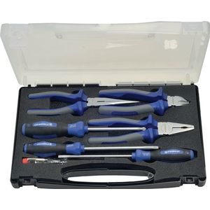 Promat Set tangen/gereedschap | 7-delig | meercomponentenhulzen | kunststof koffer - 4000810026 4000810026