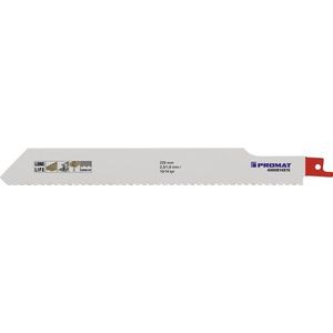 Promat Reciprozaagblad | lengte 225 mm breedte 25 mm | tandverdeling TPI 10/14 2,5/1,8 mm | gefreesd, getordeerd | 5 stuks / kaart - 4000814915 4000814915