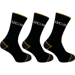 JCB Werksokken Tough Work | Zwart/Geel | Maat 39-43 | 3 paar - JCBX214
