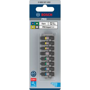 Bosch Accessoires PRO Impact schroefbitset | PH2 (x2); PZ2 (x2); H5; T20; T25; T30 | 25 mm | 8 stuks - 2608521U62