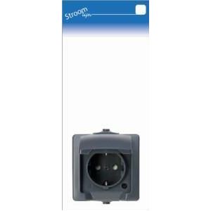 Kopp - Opbouw Nautic - Stopcontact Enkel - Antraciet - Spatwaterdicht