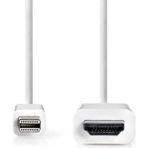 Nedis Mini DisplayPort-Kabel | DisplayPort 1.2 | Mini-DisplayPort Male | HDMI Connector | 21.6 Gbps | Vernikkeld | 2.00 m | Rond | PVC | Wit | Label - CCGL37600WT20