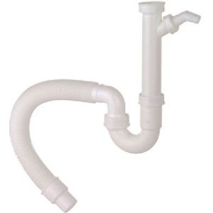 Kirchhoff Kunststof flexibele spoelbak buisvormige sifon, wit, 1 1/2" Í x DN 40/50 mm, met 3/4" apparaataansluiting - 98836548