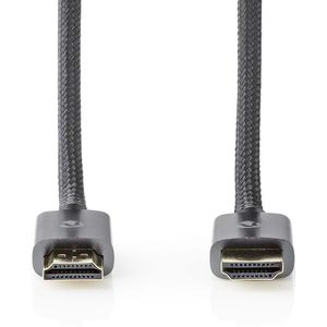 Nedis High Speed HDMI-Kabel met Ethernet | HDMI Connector | HDMI Connector | 4K@30Hz | ARC | 18 Gbps | 10.00 m | Rond | Katoen | Gun Metal Grijs | Cover Box - CVTB34000GY100