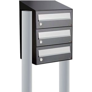 Allux - Hive Set 1-Breed, 3-Hoog - Brievenbussysteem - Antraciet - Materiaal: Staal