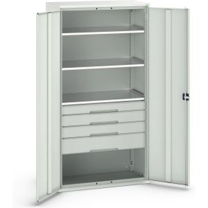 Bott Verso Systeemkast | 1050x550x2000mm | 3 Legborden | 4 Lades | 1 Perfo Achterwand | RAL 7035 - 16926576.16