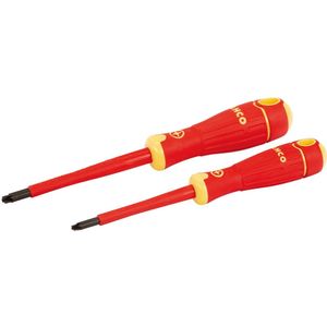 Bahco Schroevendraaierset BahcoFit | geïsoleerd | VDE | rubber greep | gleuf | Pozidriv - 2-delig - B220.012
