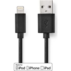 Nedis Lightning Kabel | Apple Lightning 8- Pins naar USB-A Male | 1 m | 1 stuks - CCGB39300BK10 CCGB39300BK10