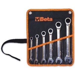 Beta 141/B9 Set van 9 ratel-steeksleutels | plate uitvoering (item 141) | in foudraal - 001410069 001410069