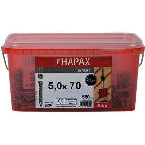 pgb-Europe - HAPAX hardhoutschroeven 5x70 A2 (set)/emmer - HAP020A00SET070M
