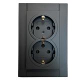 Kopp - Wandcontactdoos RA HK07 - Mat Zwart - Geaarde Contactdoos 2-Voudig