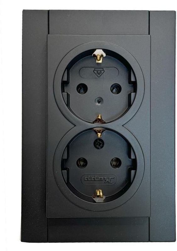 Kopp - Wandcontactdoos RA HK07 - Mat Zwart - Geaarde Contactdoos 2-Voudig