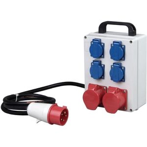 PCE - CEE Verdeler - 5P/16A/400V naar 2xCEE + 4xWCD - Spatwaterdicht IP44