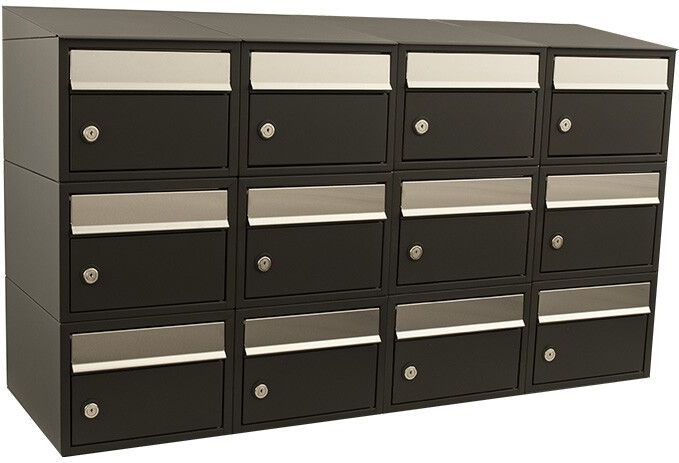 Stoer! Brickset - 4-Breed 3-Hoog - Brievenbussysteem - Zwart - Gegalvaniseerd