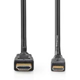 Nedis High Speed HDMI-Kabel met Ethernet | HDMI Connector | HDMI Mini-Connector | 4K@30Hz | 10.2 Gbps | 5.00 m | Rond | PVC | Zwart | Label - CVGL34500BK50