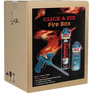 Soudal - Box Click & Fix - Fire - 10x Soudafoam FR HY - Inclusief Click & Clean en Compact Click & Fix gun