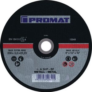 Promat Doorslijpschijf | D230x1,9mm recht | staal | gat 22,23 mm - 4000840004 4000840004