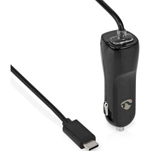 Nedis Autolader | 1x 3.0 A | USB-C Kabel | 1 m | 18 W | 1 stuks - CCHAC300ABK CCHAC300ABK