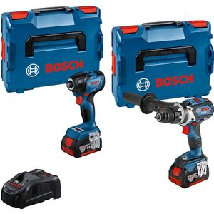 Bosch Blauw GSR 18V-110 Accuboormachine + GDR 18V-210 C slagschroevendraaier 18 Volt 5,0Ah Li-Ion in L-BOXX - 0615990N2W