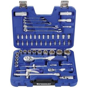 Promat - Dopsleutelset - 60-delig - 1/4 + 1/2 inch - Chroom-Vanadiumstaal