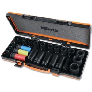 Beta 720/C24 24-delig set slagdoppen | 1/2" aandrijf aansluiting | gefosfateerd | in metalen kist - 007200904 007200904