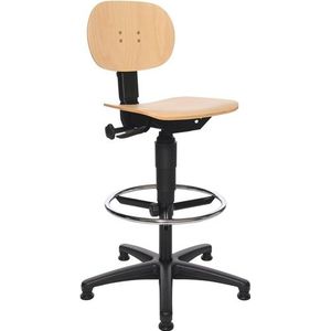 Topstar Werkdraaistoel | vloerglijders + voetring | beukenhout | 590-840 mm | 1 stuk - 72210 HO1T 72210 HO1T