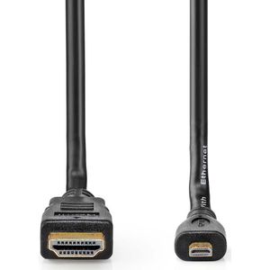 Nedis High Speed HDMI-Kabel met Ethernet | HDMI Connector | HDMI Micro-Connector | 4K@30Hz | 10.2 Gbps | 2.00 m | Rond | PVC | Zwart | Label - CVGL34700BK20