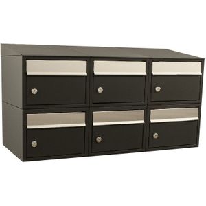 Stoer! Brickset - Brievenbussysteem - Zwart - Gegalvaniseerd - 6 Brievenbussen