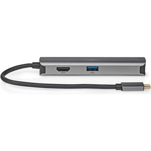 Nedis USB Multi-Port Adapter | USB 3.2 Gen 1 | USB-C Male | HDMI Female / RJ45 Female / 3x USB-A Female | 5 Gbps | 0.20 m | Rond | Verguld | PVC | Antraciet | Doos - CCBW64210AT02