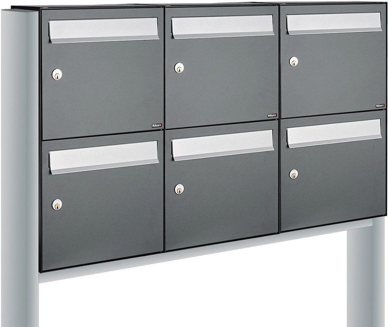 Allux - Flow Set 3-Breed 2-Hoog Op Statief - Antraciet - Modulair Brievenbussysteem