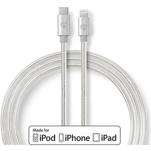 Nedis Lightning Kabel | Apple Lightning 8- Pins naar USB-C Male | 1 m / Zilver | 1 stuks - CCTB39650AL10 CCTB39650AL10
