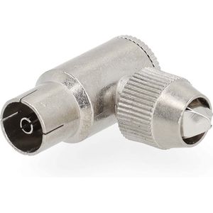 Nedis IEC (Coax) Connector | 90° Gehoekt | Female | Vernikkeld | 75 Ohm | Schroef | Diameter kabelinvoer: 7.0 mm | Metaal | Zilver | 2 Stuks | Gift Box met Euro Lock - CSGB40925ME
