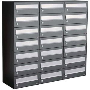 Allux - Hive Set 3-Breed - Brievenbussysteem - Antraciet - 21 Brievenbussen