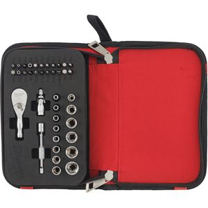 Milwaukee 1/4" Compact Ratchet Set 39pc Doppenset 1/4” FOUR FLAT™compact in etui (39-delig) - 4932492672