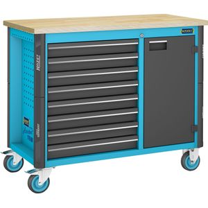 HAZET Werkbank - rijdend - Assistent 179NW - enkel 179NW-8 - L x B x H: 1150 mm x 600 mm x 964 mm - Laden, ondiep: 8 x 81 x 522 x 398 mm