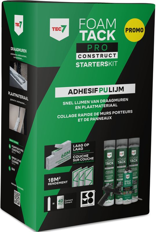 Tec7 - FoamTack Pro Construct - Starterskit - 670995000 - Gecertificeerd Lijmschuim