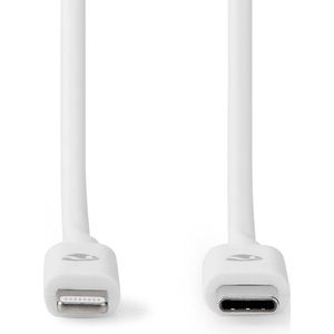 Nedis Lightning Kabel | USB 2.0 | Apple Lightning 8-Pins | USB-C Male | 480 Mbps | Vernikkeld | 1.00 m | Rond | PVC | Wit | Label - CCGL39650WT10