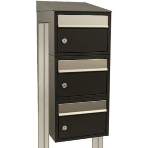 Stoer! Brickset 3-Hoog Met Dak - Brievenbussysteem - Zwart - Gegalvaniseerd