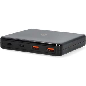 Nedis Oplader | 65 W | GaN | Snellaad functie | 1.5 / 2.0 / 3.0 / 3.25 A | Outputs: 4 | USB-A / USB-C™ | Euro | 1.50 m | Automatische Voltage Selectie - DCGPD65W100BK